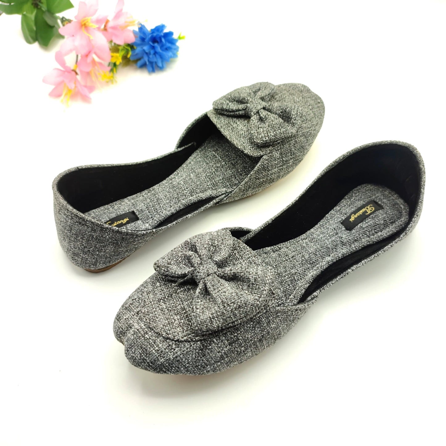 Gray Bow Loafers