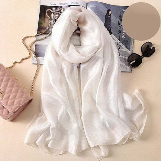White Crinkle Silk Hijab