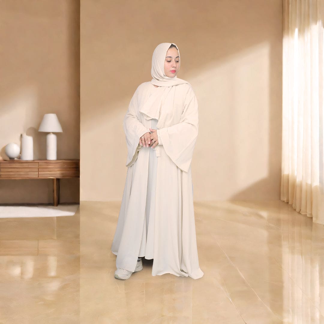 Dual Elegance Cream Abaya