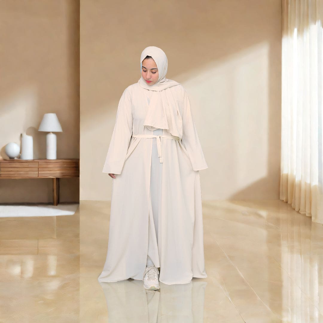 Dual Elegance Cream Abaya