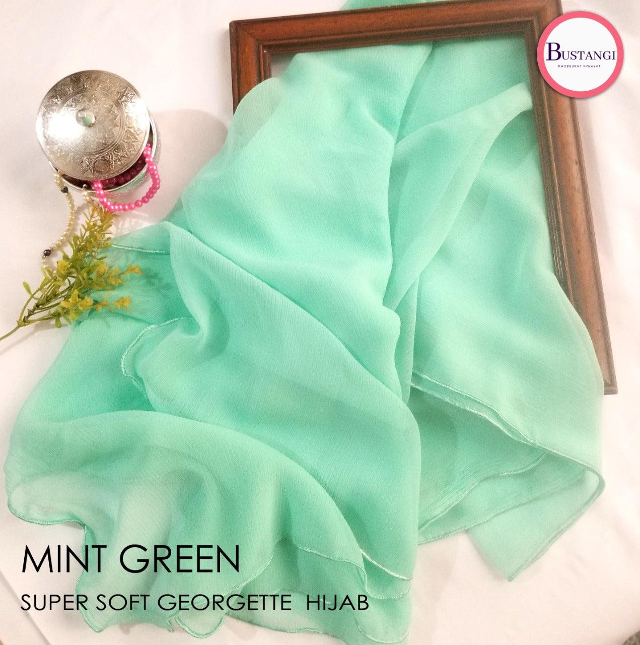 Mint Green Georgette Hijab - Bustangi