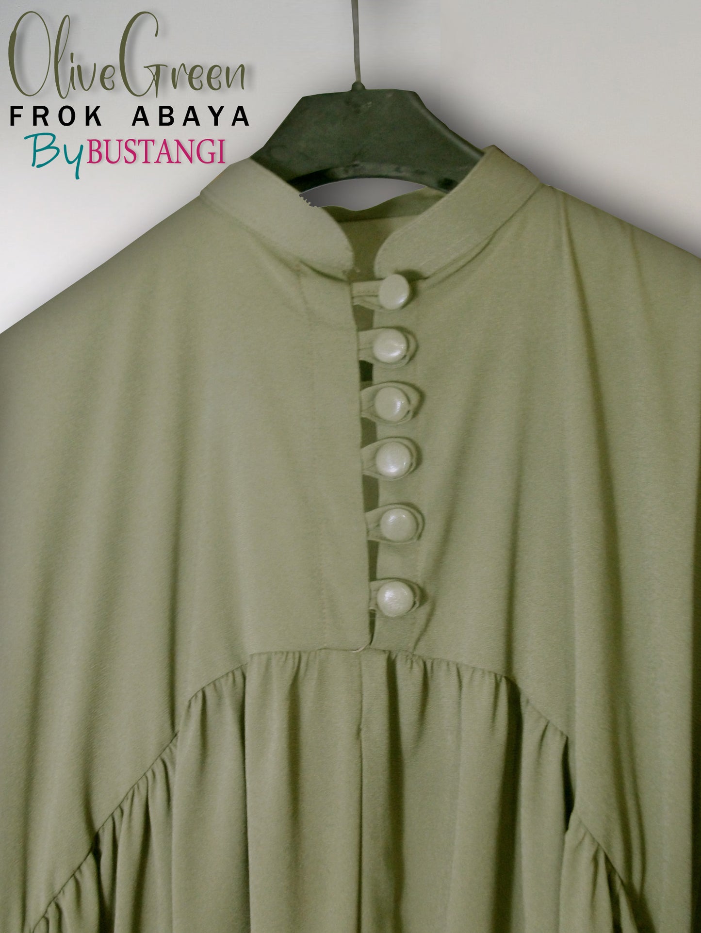 Olive Green Frock Abaya - Bustangi