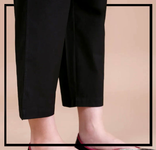 Black Unstitched Cambric Trouser - Bustangi