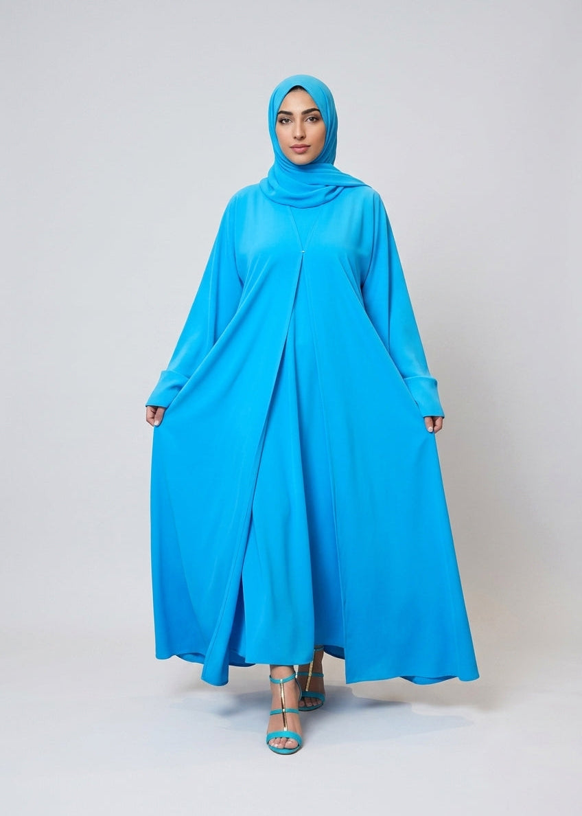 Dual Elegance blue Abaya