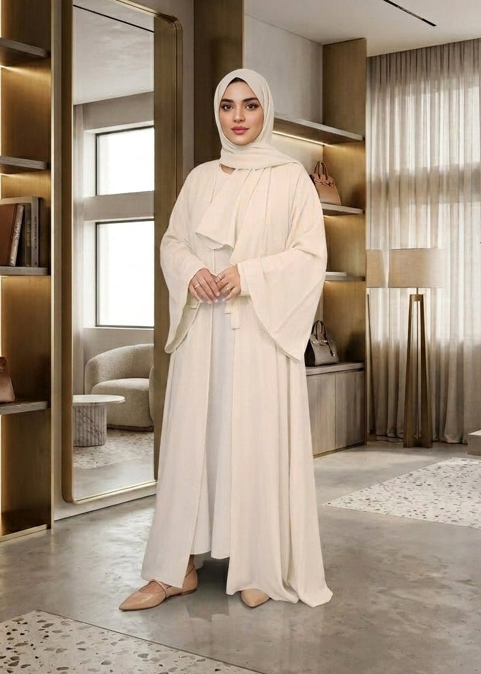 Dual Elegance Cream Abaya