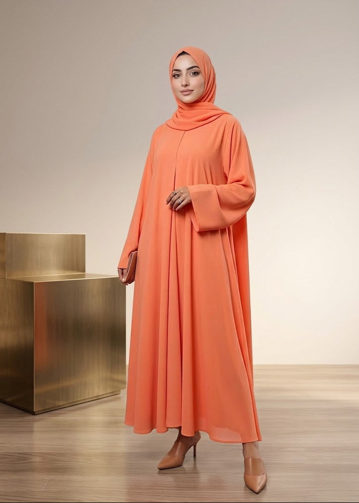 Dual Elegance Pumpkin Abaya