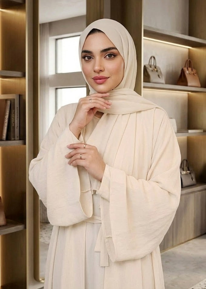 Dual Elegance Cream Abaya