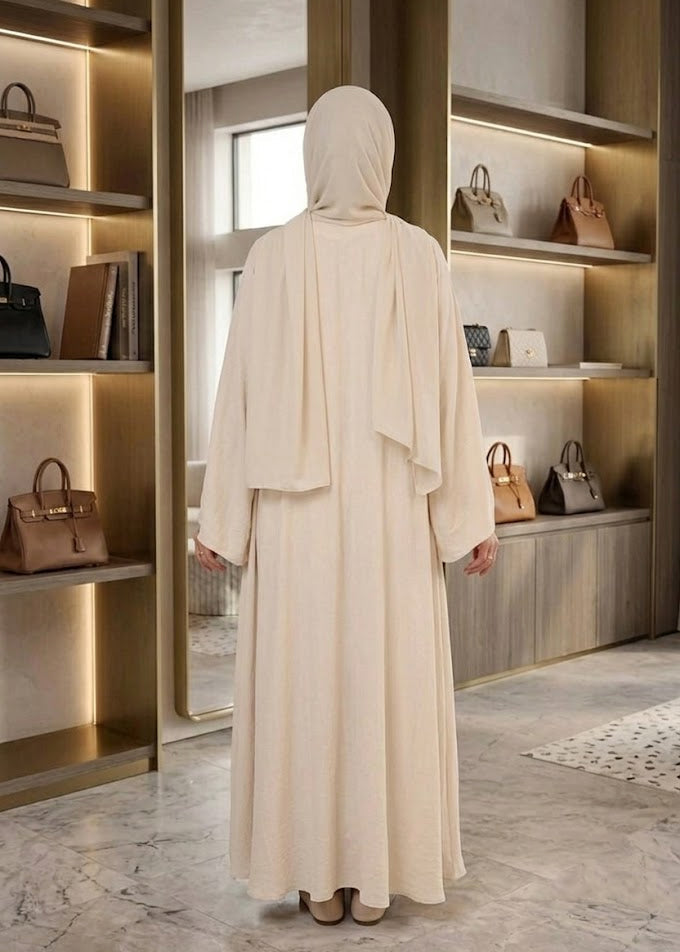 Dual Elegance Cream Abaya