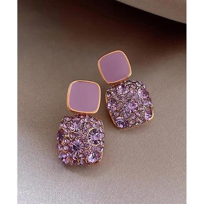 Shein- Rhinestone Geo Decor Earrings - Bustangi