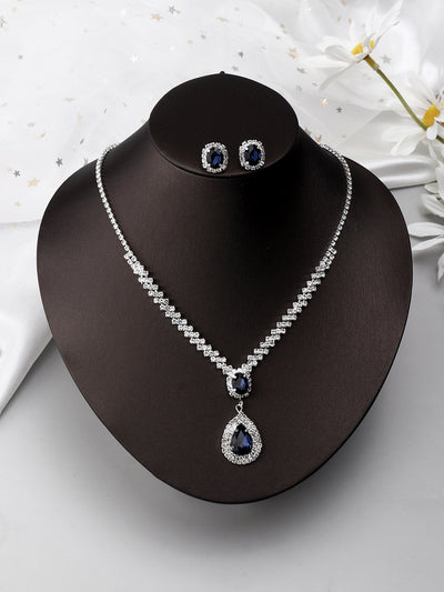 Shein- Rhinestone Decor Necklace & Earrings - Bustangi