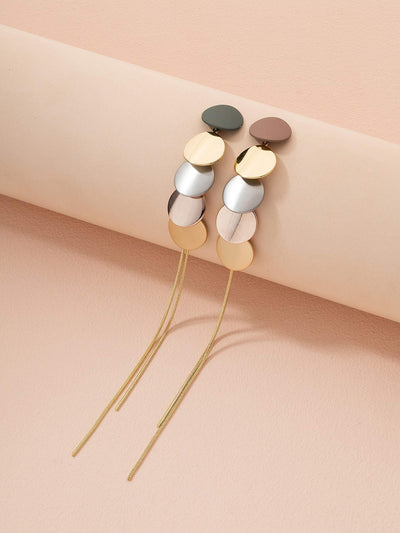 Shein- Colorful Round Decor Drop Earrings - Bustangi