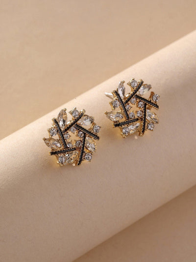Shein- Rhinestone Decor Stud Earrings - Bustangi