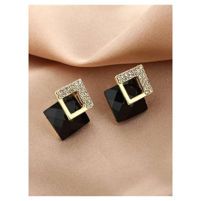 Shein- Rhinestone Detail Square Earrings - Bustangi