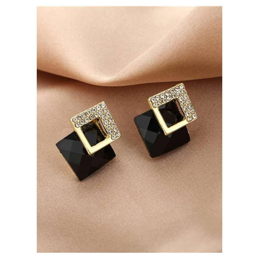 Shein- Rhinestone Detail Square Earrings