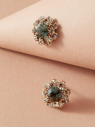 Shein- 1pair Gemstone Decor Stud Earrings - Bustangi