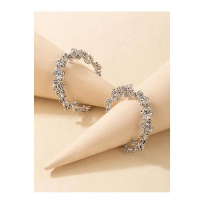 Shein- Flower Decor Cuff Hoop Earrings - Bustangi