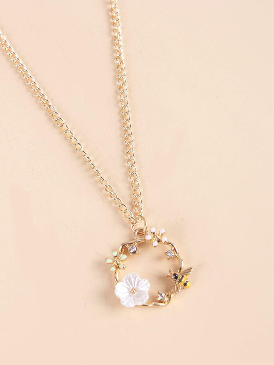 Shein- Flower Charm Necklace - Bustangi