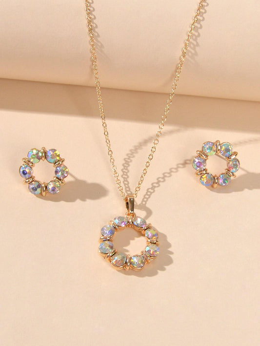 Shein- 3pcs Crystal Decor Jewelry Set
