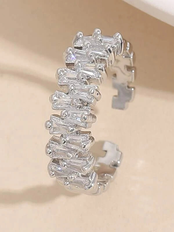 Shein - Cubic Zirconia Decor Cuff Ring - Bustangi
