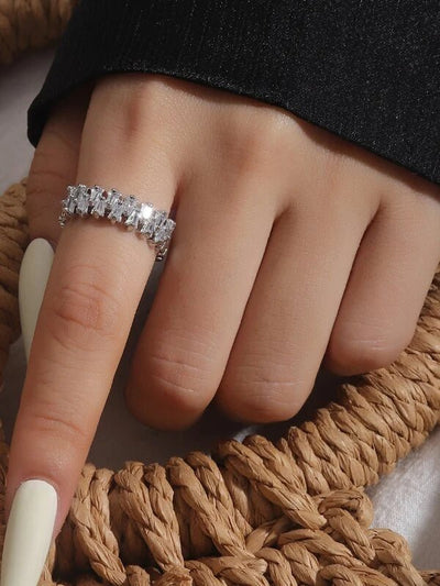 Shein - Cubic Zirconia Decor Cuff Ring - Bustangi