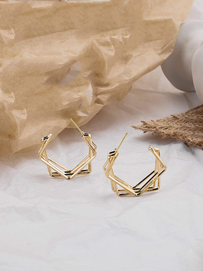 Shein- Geometric Open Hoop Earrings - Bustangi