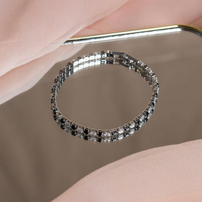 Shein- Black And White Diamond Bracelet - Bustangi