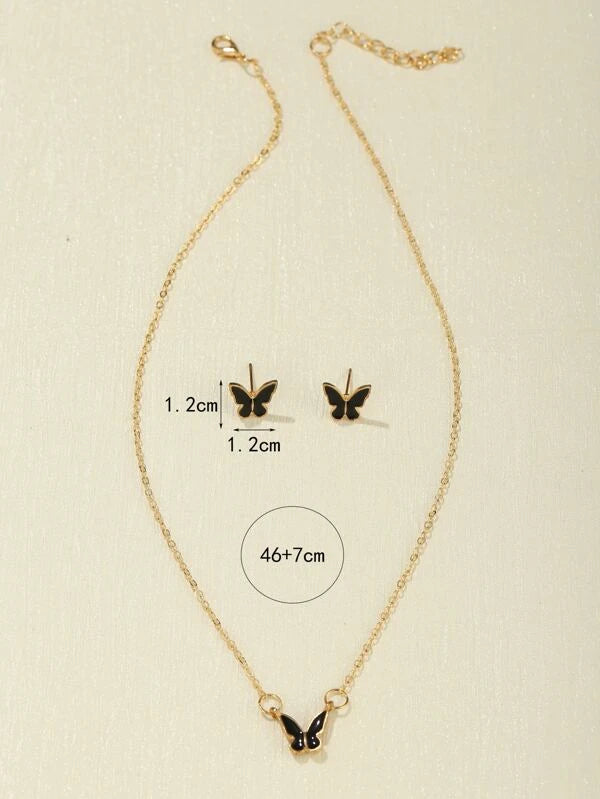 Shein - 3Pcs Butterfly Decor Jewelry Set - Bustangi