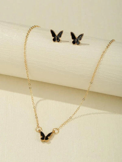 Shein - 3Pcs Butterfly Decor Jewelry Set - Bustangi