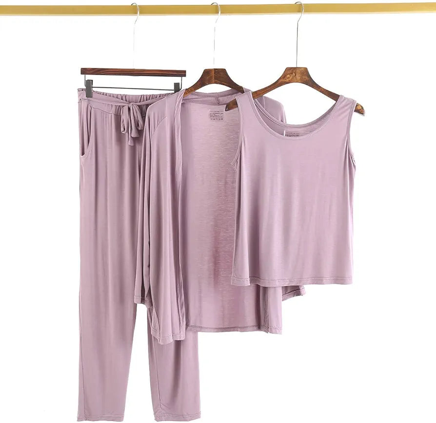 3 Pieces Women Night Suit Pajama Set Nightwear