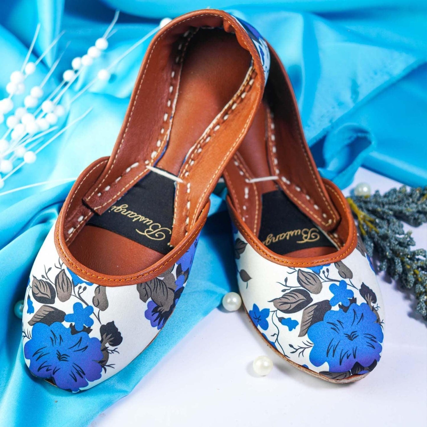 Blue Flourish Casual Khussa CK020 - Bustangi