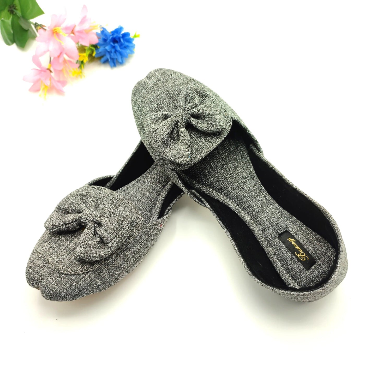 Gray Bow Loafers
