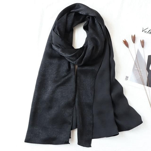 Black  Crinkle Silk Hijab