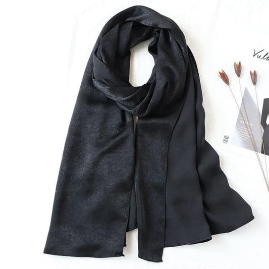 Black  Crinkle Silk Hijab