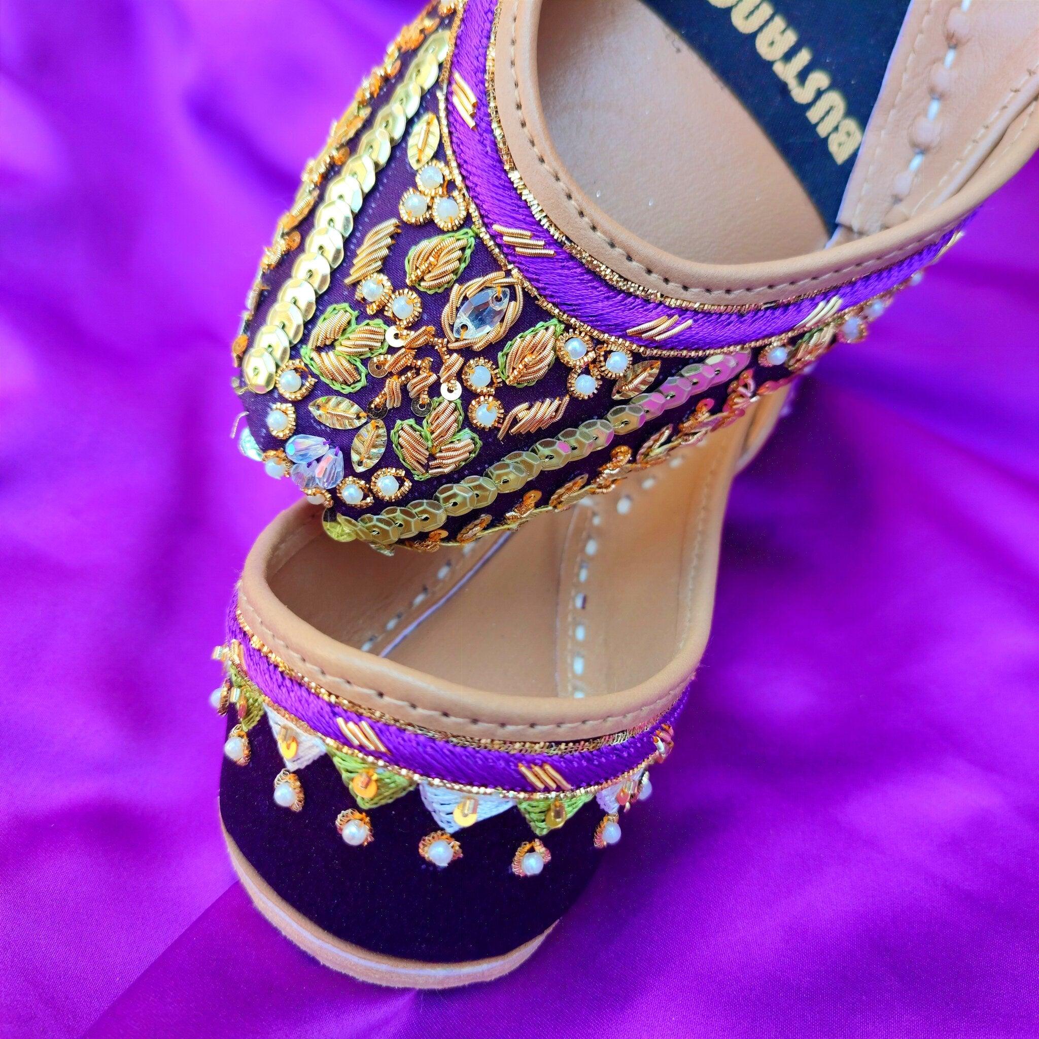 Sparkling Purple Women Khussa E005 - Bustangi