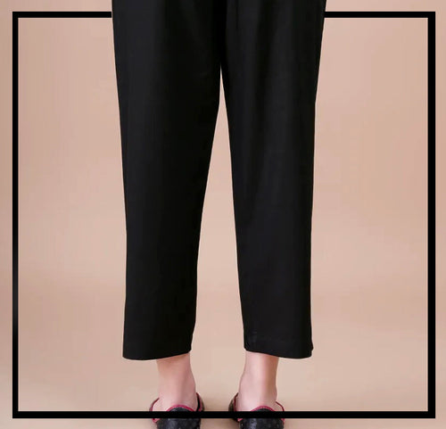 Black Unstitched Cambric Trouser - Bustangi