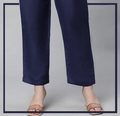Navy Blue Unstitched Cambric Trouser - Bustangi