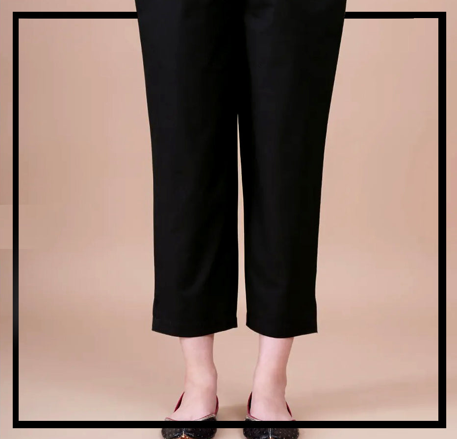 Black Unstitched Cambric Trouser - Bustangi