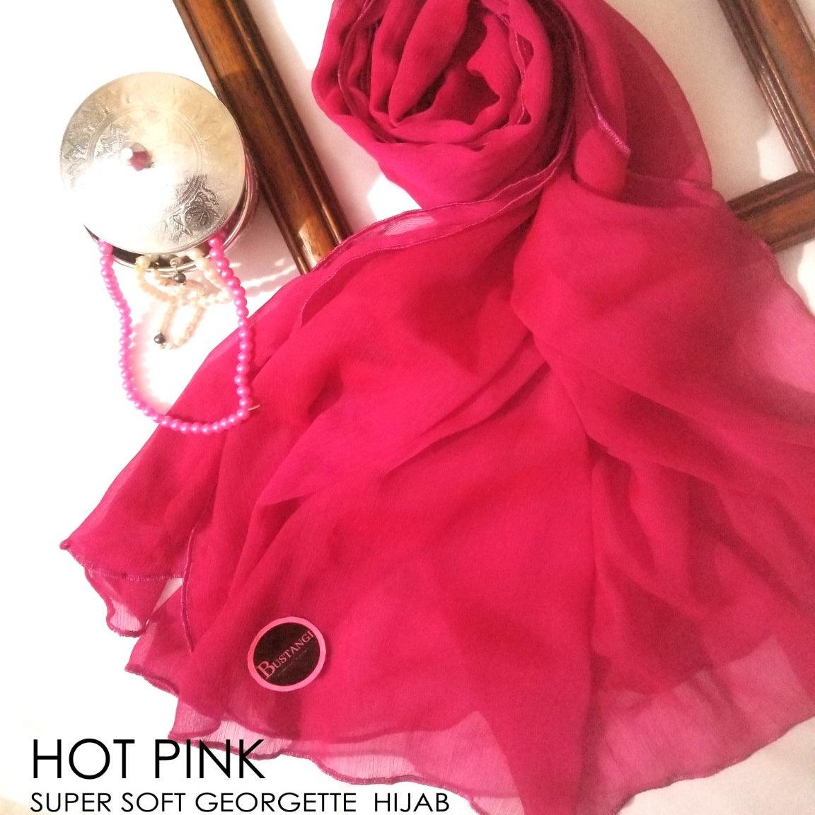 Hot Pink Georgette  Hijab - Bustangi